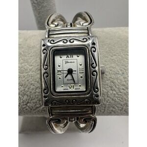 Geneva 5501 Ladies Cuff Watch New Battery 22MM 6.25" Silver Tone K11‎